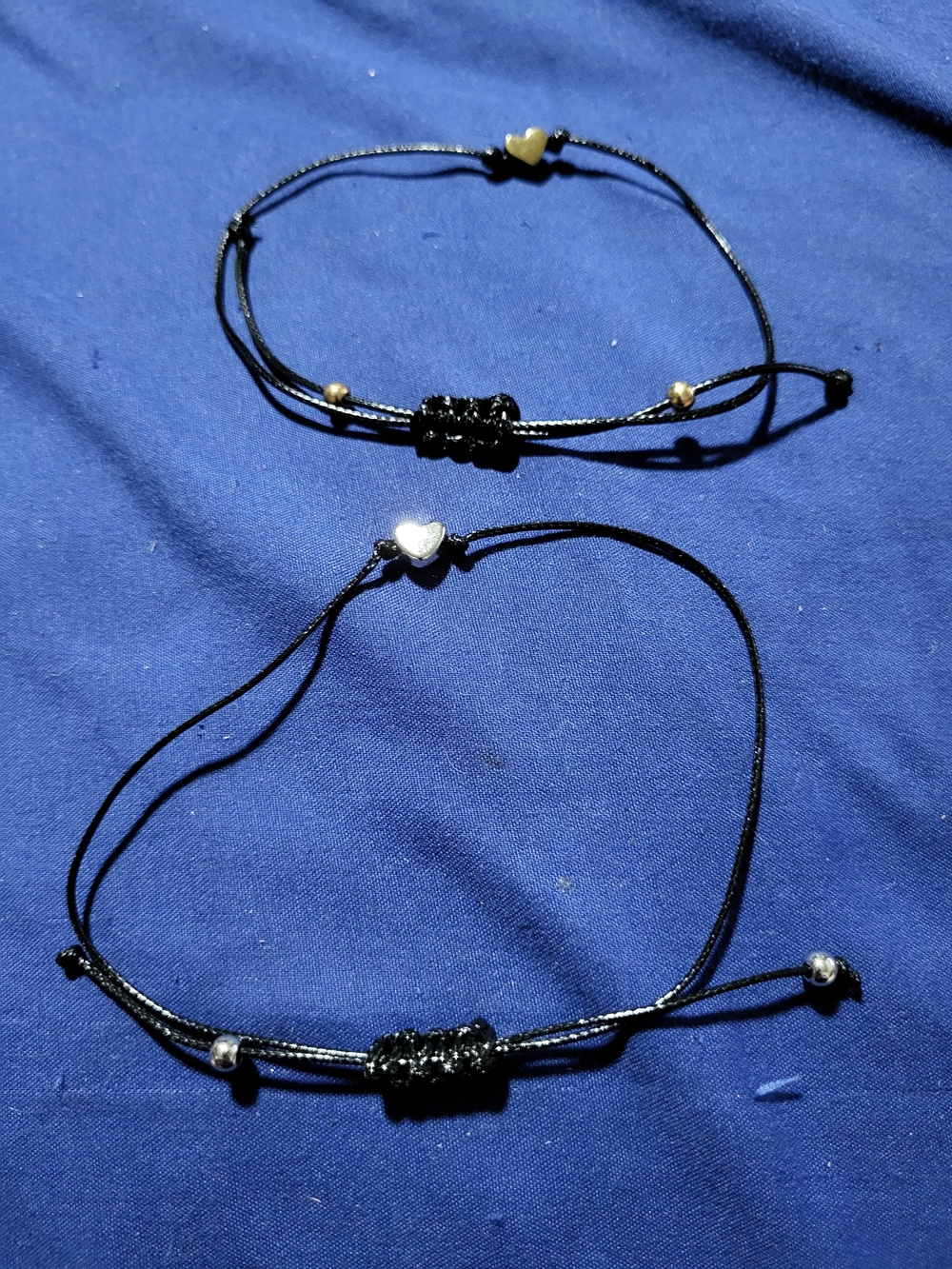 Delicate Black Cord Heart Friendship Bracelet - Unbranded